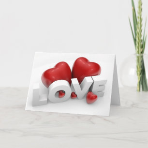 Cartão De Festividades Valentine hearts and love word