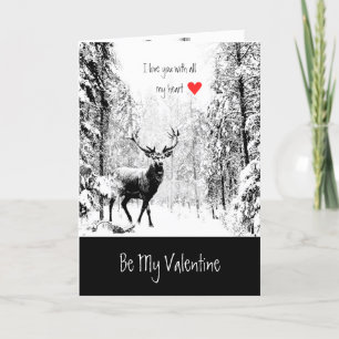 Cartão De Festividades Valentine Love Heart Stag Deer Animal Nature Art