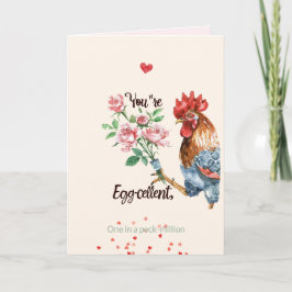 Cartão De Festividades Valentine’s Day Cute Egg-cellent Rooster Card