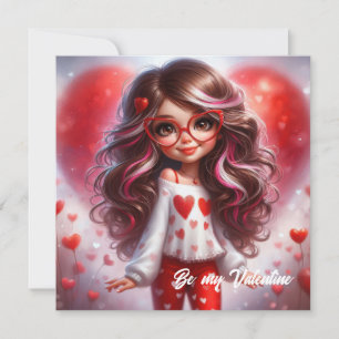 Cartão De Festividades Valentine sofisticado garota atrevida com coração 