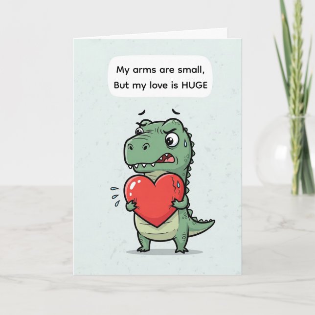 Cartão De Festividades Valentine T-Rex Engraçado – Eu Te Amo Tão Demais (Frente)