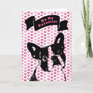 Cartão De Festividades Valentines - Boston Terrier Silhouette