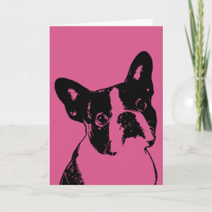 Cartão De Festividades Valentines - Boston Terrier Silhouette