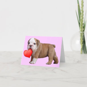 Cartão De Festividades Valentines Bulldog puppy notecard