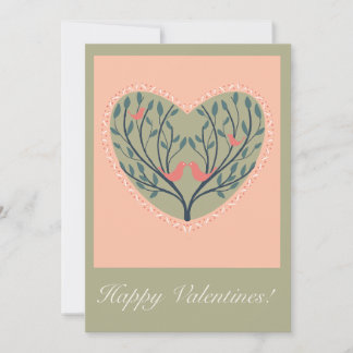 Cartão De Festividades Valentines card with birds and tree design