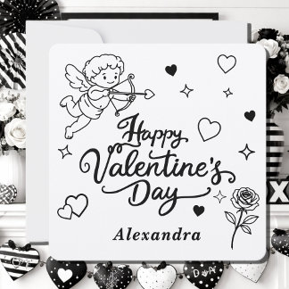 Cartão De Festividades Valentines  Cherub & Romantic Doodle Personalized 