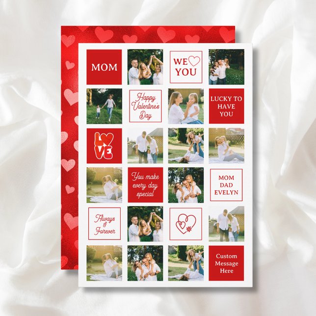 Cartão De Festividades Valentines Day 14 Photo Collage Messages for Mom (Valentines Day 14 Photo Collage Messages for Mom Holiday Card
)
