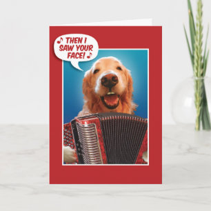 Cartão De Festividades Valentines Day Accordion-Playing Golden Retriever