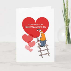 Cartão De Festividades Valentine's Day Aunt & Uncle Cards, Red Hearts
