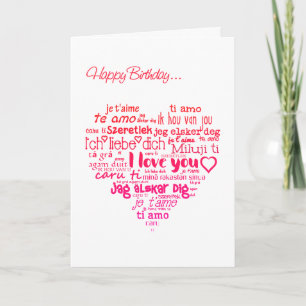 Cartão De Festividades Valentine's Day Birthday Heart Word-Cloud