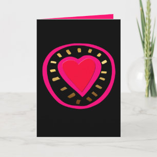 Cartão De Festividades Valentine's Day Black Modern Pink Heart Greeting