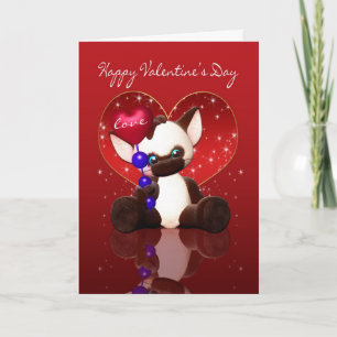 Cartão De Festividades Valentine's Day Card - Cute Siamese Cat