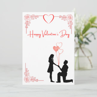 Cartão De Festividades Valentine's Day Couple Proposal Card