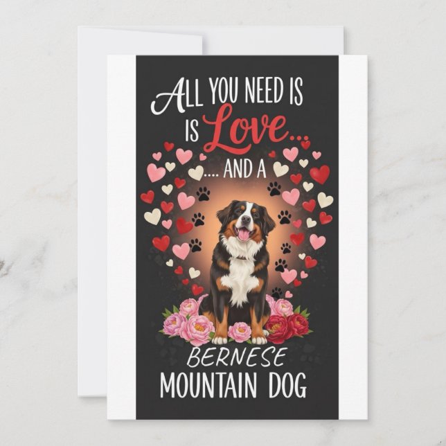 Cartão De Festividades Valentine's Day cute bernese mountain dog Photo   (Frente)