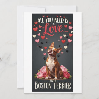 Cartão De Festividades Valentine's Day cute boston terrier dog Photo  