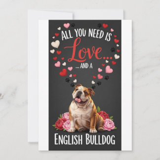 Cartão De Festividades Valentine's Day cute english bulldog Photo cuddle