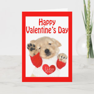 Cartão De Festividades Valentine's Day Golden Retriever Puppy Card