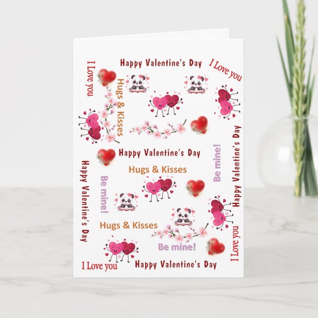 Cartão De Festividades Valentine's Day Greeting Card CoupleRed Hearts  (Frente)