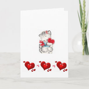 Cartão De Festividades Valentine's Day Greeting Card Kitten Vintage