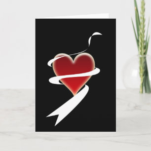 Cartão De Festividades Valentines Day Heart with ribbon