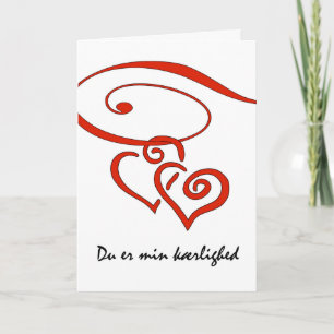 Cartão De Festividades Valentine's Day in Danish, Hearts Swirl Together