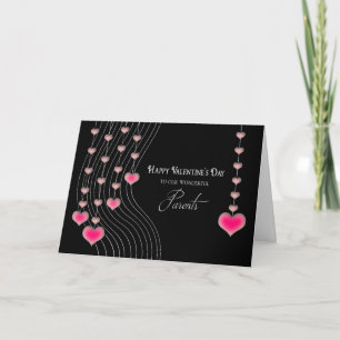 Cartão De Festividades Valentine's Day - Parents - Black/Pink Hearts