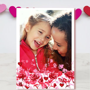 Cartão De Festividades Valentine's Day Photo Card for Mommy Roses Hearts