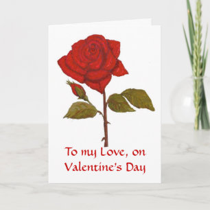 Cartão De Festividades Valentine's Day Red Rose Card. Personalize it.