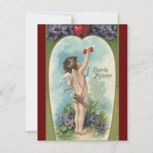 Cartão De Festividades Valentine's Day Vitoriano Antigo, Mensagem do Cupi
