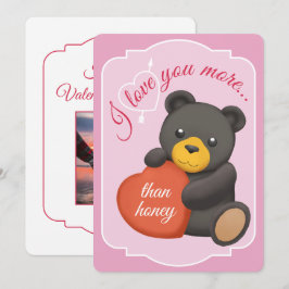 Cartão De Festividades Valentines Flat Card Cute Black Bear