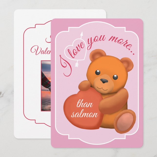 Cartão De Festividades Valentines Flat Card Cute Brown Bear (Frente/Verso)
