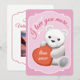 Cartão De Festividades Valentines Flat Card Cute Polar Bear