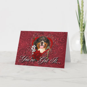 Cartão De Festividades Valentines - Key to My Heart -Bernese Mountain Dog
