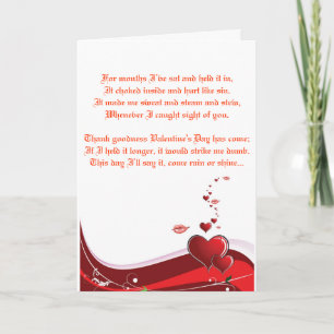 Cartão De Festividades Valentines love poem