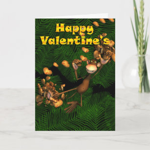 Cartão De Festividades Valentine's Monkey holding heart