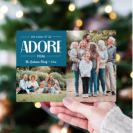 Cartão De Festividades Vamos Adorá-Lo, BLUE Christian 2 Foto