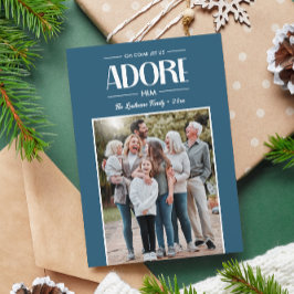 Cartão De Festividades Vamos Adorá-Lo Foto Cristã AZUL