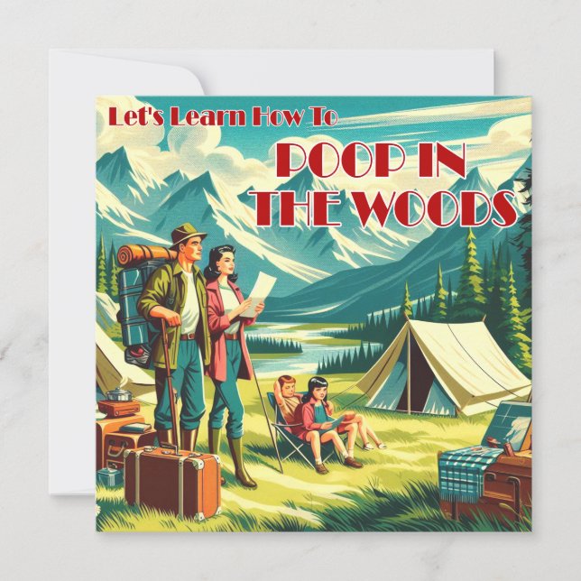 Cartão De Festividades Vamos Aprenda A Poop No Acampamento De Florestas (Frente)