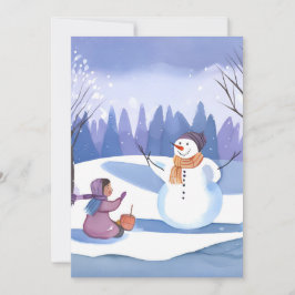 Cartão De Festividades Vamos Construir um Boneco de Neve | Pintura de Inv
