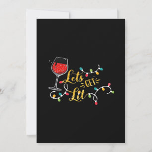 Cartão De Festividades Vamos Ficar Bêbados Copos de Vinho Luzes de Natal