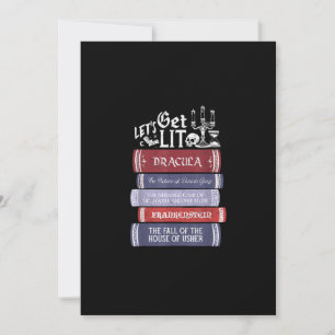 Cartão De Festividades Vamos Ficar Lit - Amante de Livros de Terror Vinta