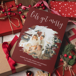 Cartão De Festividades Vamos Obter Feliz Natal com efeito escovado