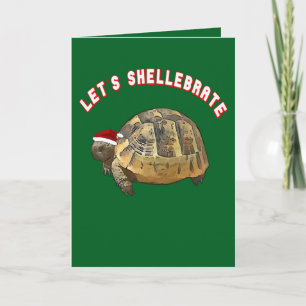 Cartão De Festividades Vamos Shellebrate Tartaruga de Natal Vestindo Papa