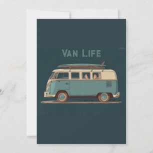 Cartão De Festividades Van de Surf Vintage – Design de Camper Retro