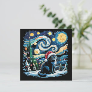 Cartão De Festividades Van Gogh Noite Estrelada Festivo Natal Gato Preto