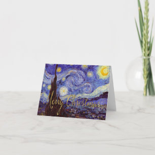 Cartão De Festividades Van Gogh Starry Night Feliz Natal Arte Dourada