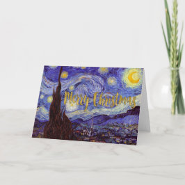 Cartão De Festividades Van Gogh Starry Night Feliz Natal Arte Dourada