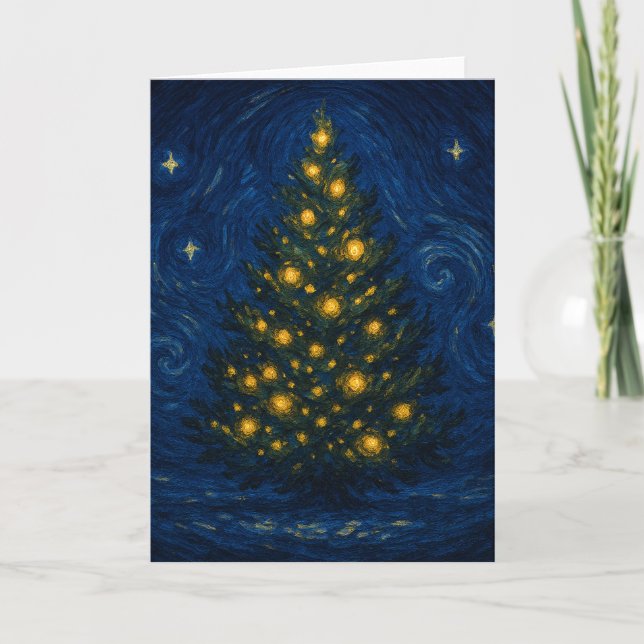 Cartão De Festividades Van Gogh-style Christmas Tree Greeting Card (Frente)