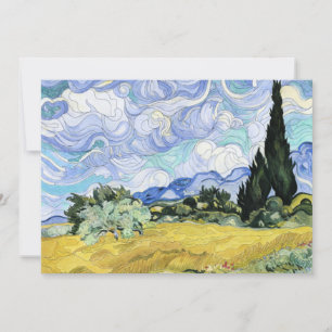 Cartão De Festividades Van Gogh - Wheatfield com Cyprestes, arte famosa