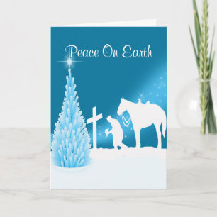 Cartão De Festividades Vaqueiro Ocidental Rezando Na Cruz